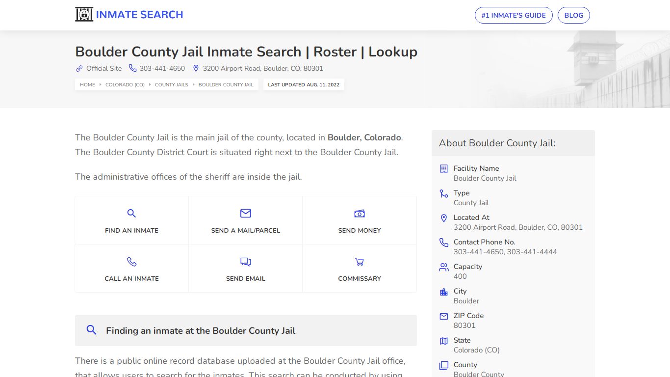 Boulder County Jail Inmate Search | Roster | Lookup